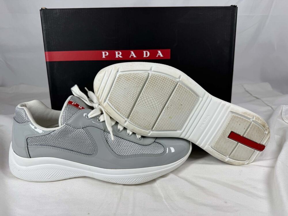 US Men's Size 10 Prada America Cup Silver in box SPB-JB 366785
